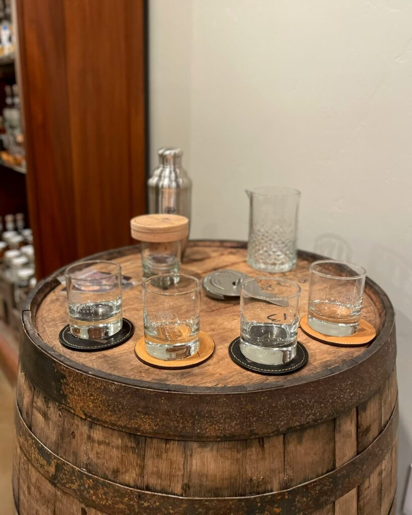 image of glasses, shakers, stainers - items to make drinks at home.